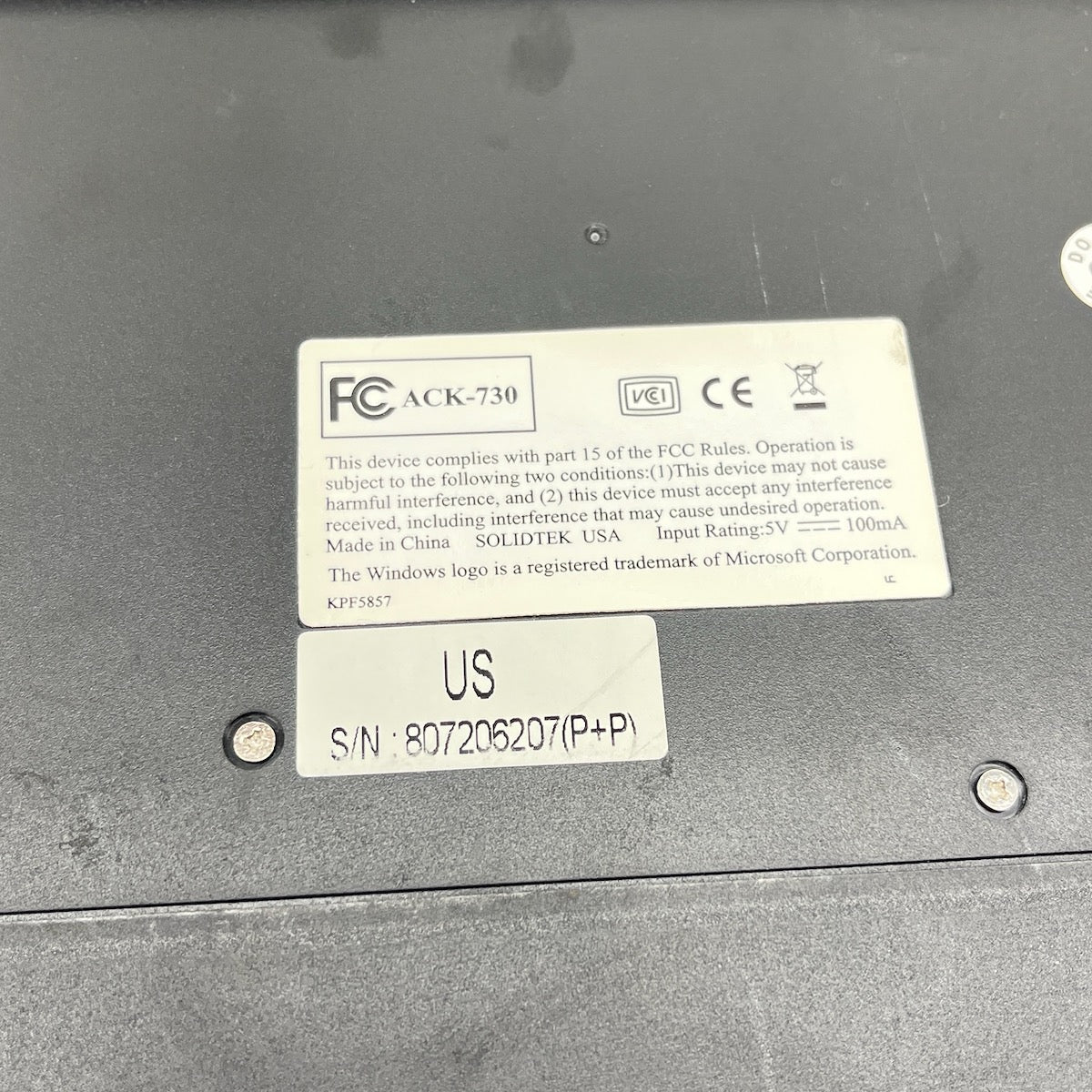 Solidtek ACK-730 Industrial Compact Keyboard w/ Touchpad PS/2 1U Rackmount