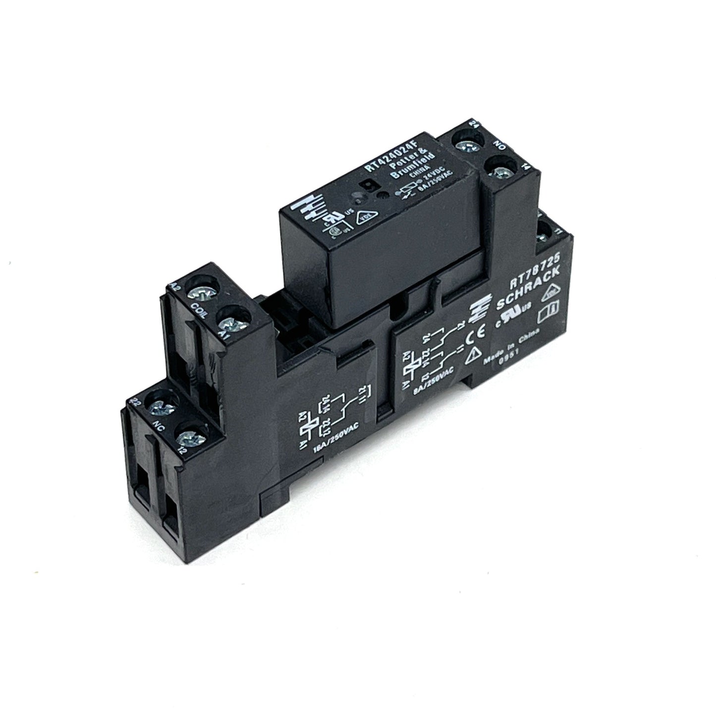 Power PCB Relay RT2 DPDT 24VDC TE Connectivity Potter & Brumfield 8A
