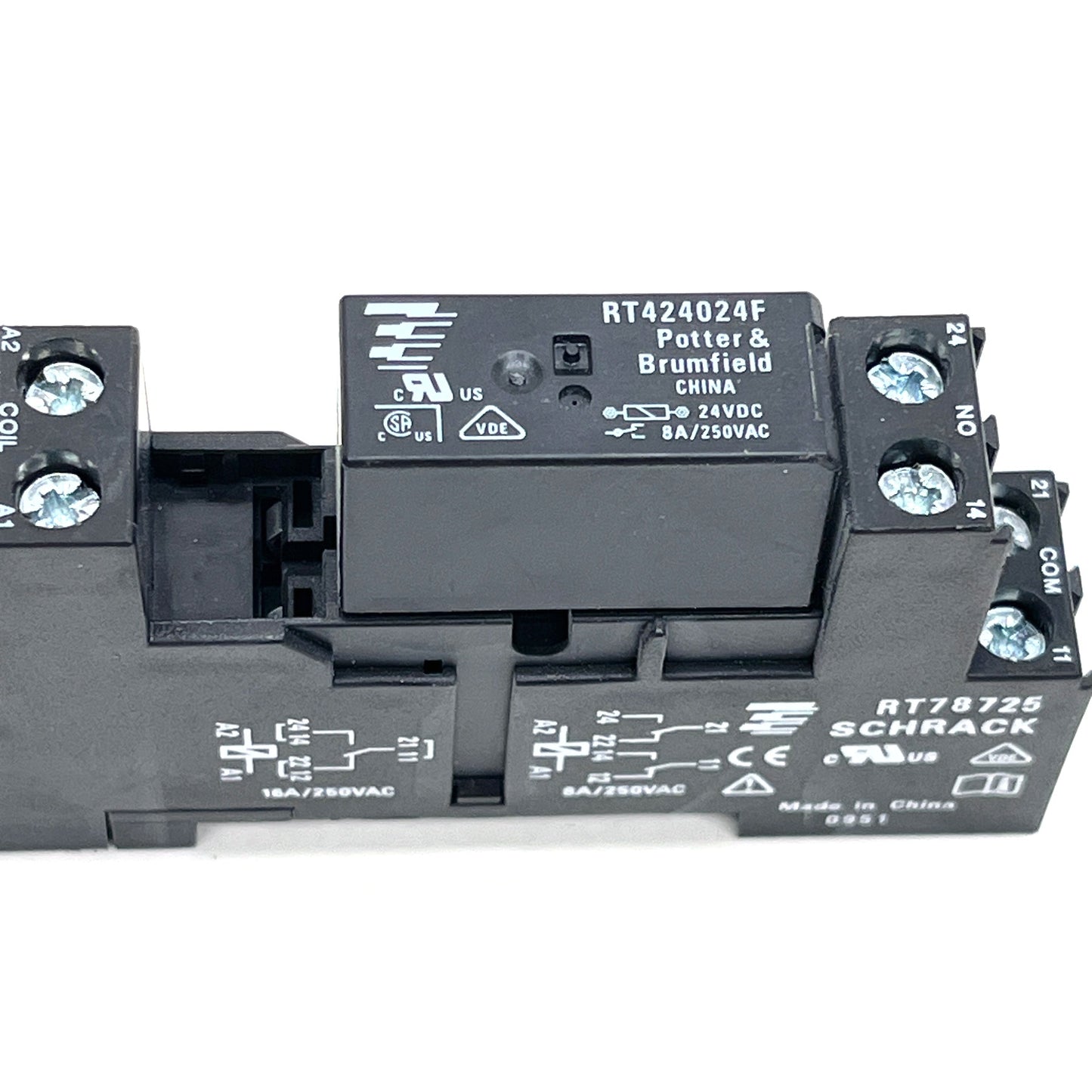 Power PCB Relay RT2 DPDT 24VDC TE Connectivity Potter & Brumfield 8A