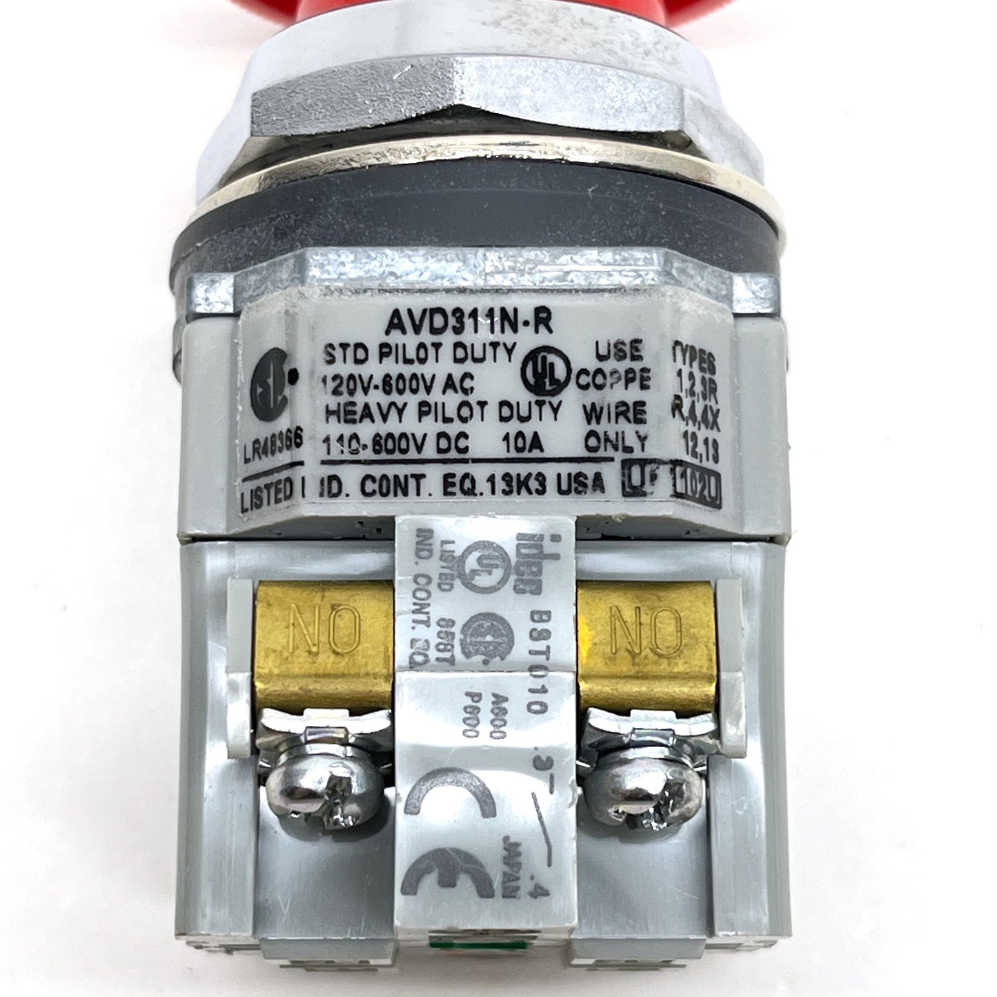 IDEC AVD311N-R Emergency Stop Switch 40 mm Mushroom Twist‑Release 10A 440VAC