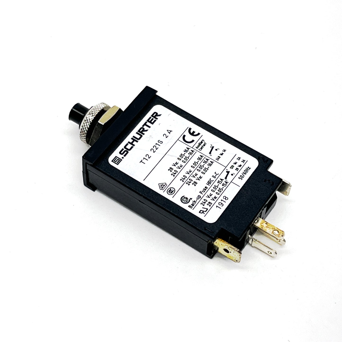 Thermal Circuit Breaker Schurter T12‑221 240VAC 10A Manual Reset