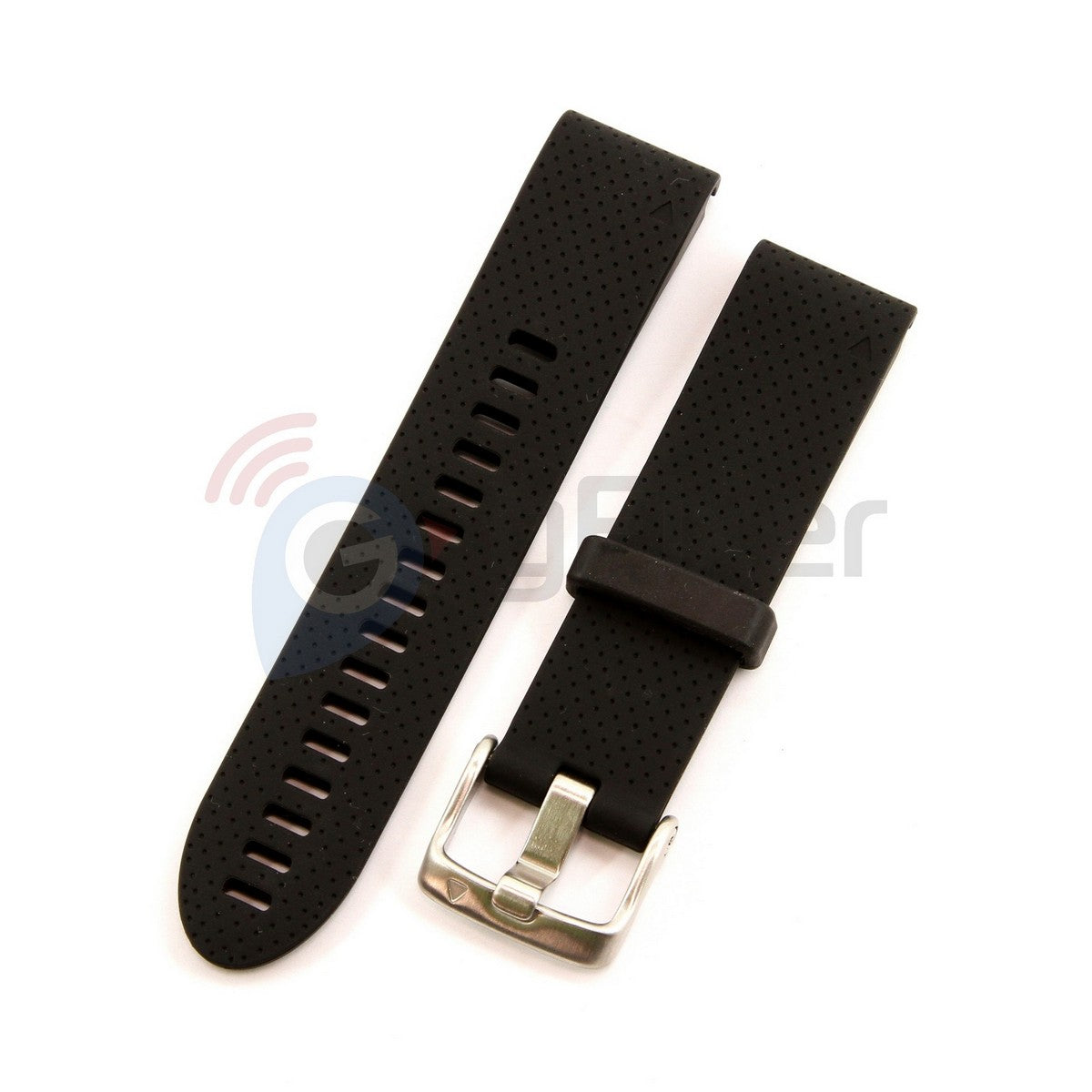 Silicone band for Garmin Fenix 5s Black with silver buckle. QuickFit 20mm. OEM (without screwdrivers and box) New