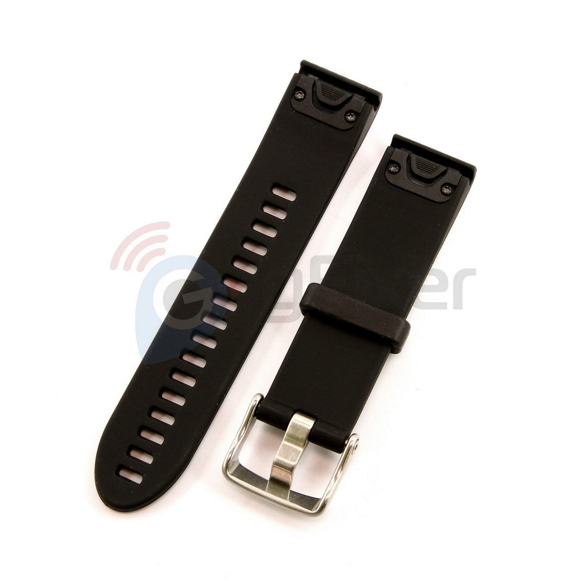 Silicone band for Garmin Fenix 5s Black with silver buckle. QuickFit 20mm. OEM (without screwdrivers and box) New