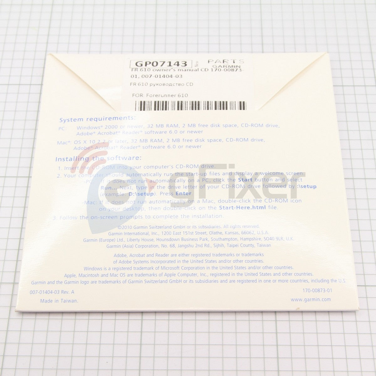 Owner's manual CD for Garmin Forerunner 610 New