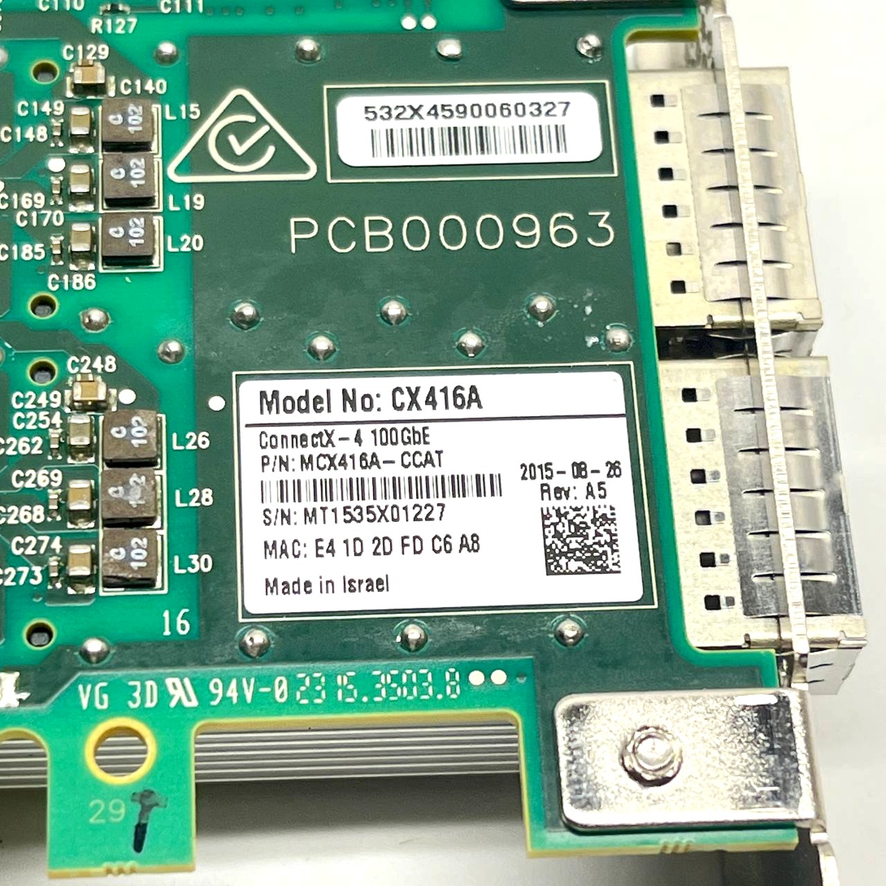 Mellanox ConnectX-4 CX416A 100GbE Dual QSFP PCIe Network Adapter