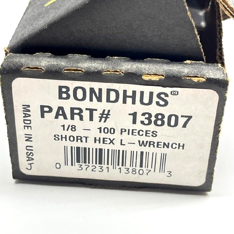 Bondhus 1/8in Short Hex L-Wrench Set 5pc Black Oxide Part#13807
