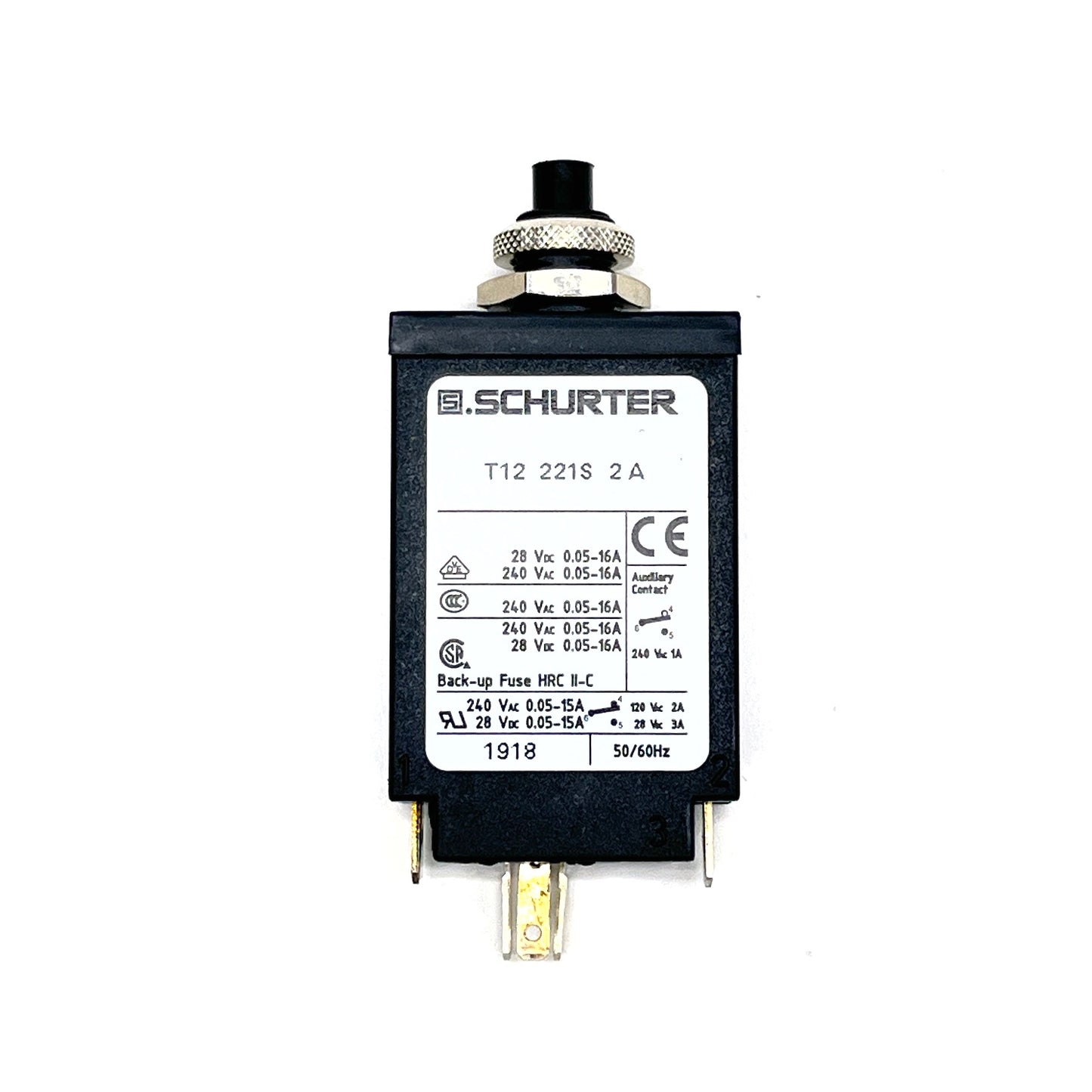Thermal Circuit Breaker Schurter T12‑221 240VAC 10A Manual Reset