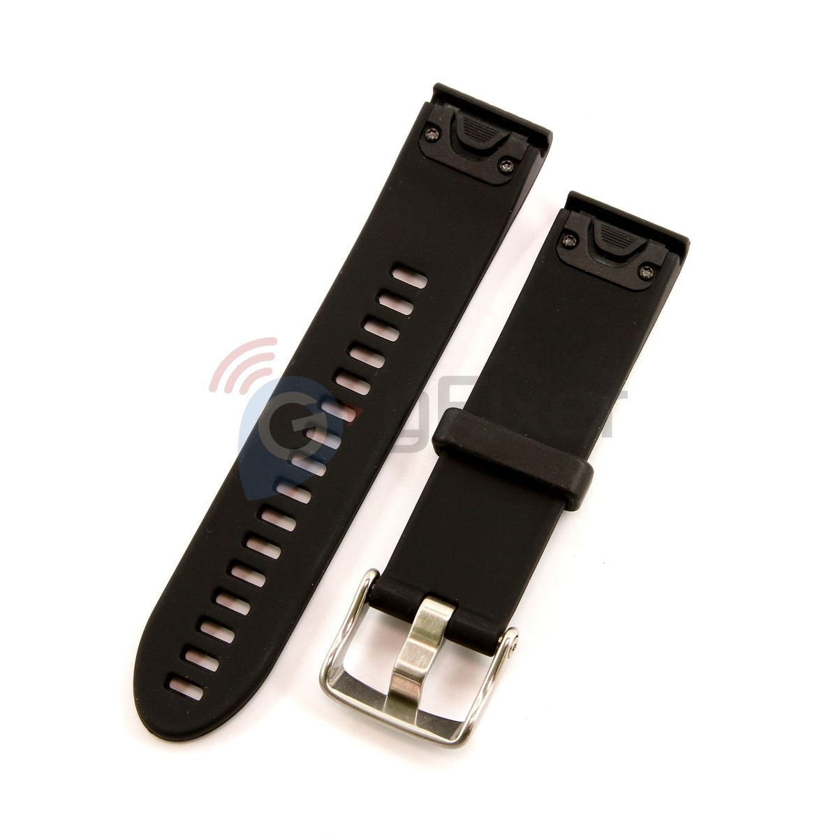 Silicone band for Garmin Fenix 5s Black with silver buckle. QuickFit 20mm. OEM (without screwdrivers and box) New