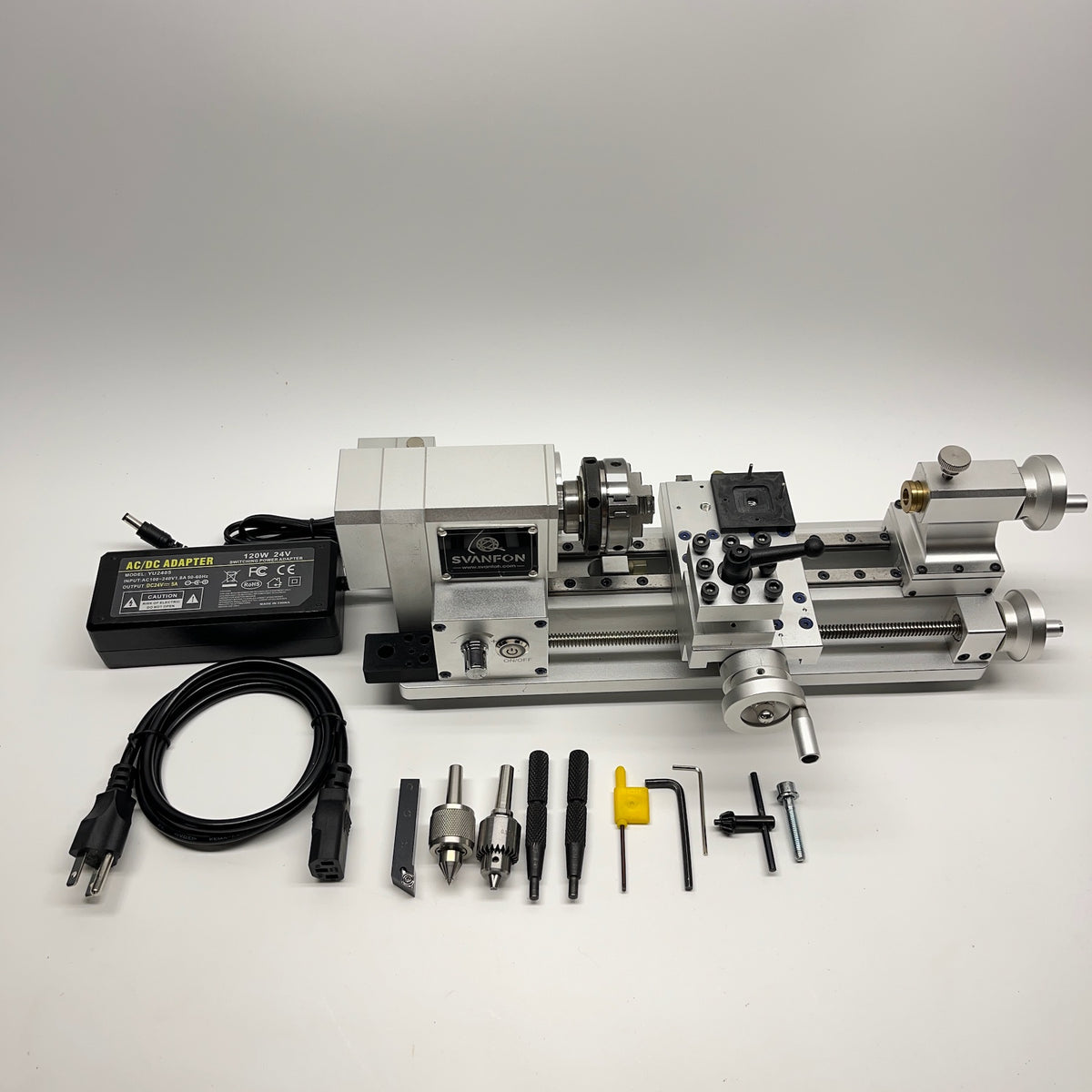 SVANFON Mini Metal Lathe Bench Lathe Hobby Precision Turning Machine