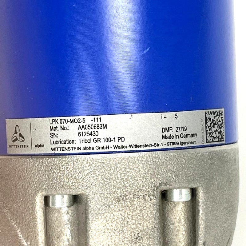 Yaskawa SGMEV-07DDA61 AC Servo Motor + Wittenstein LPK 070 Right-Angle Gearbox