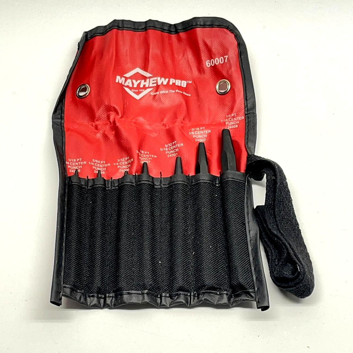 Mayhew Pro 60007 Center Punch Set 7pc with Red Roll Pouch
