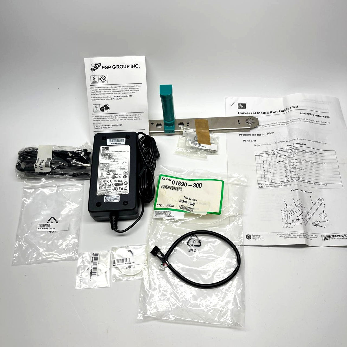 Zebra Kit P/N P1021952 24V Power Adapter & Universal Media Roll Holder