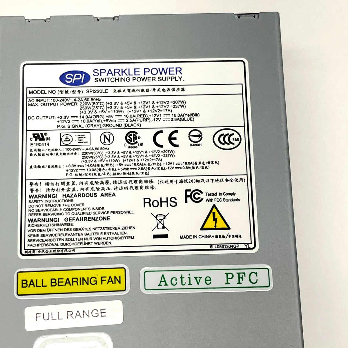 Sparkle Power SPI220LE 220W SFX Power Supply 80 Plus Active PFC