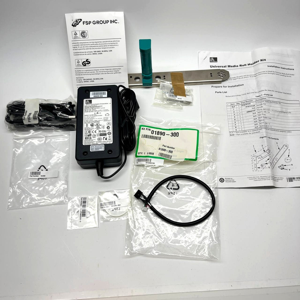 Zebra Kit P/N P1021952 24V Power Adapter & Universal Media Roll Holder