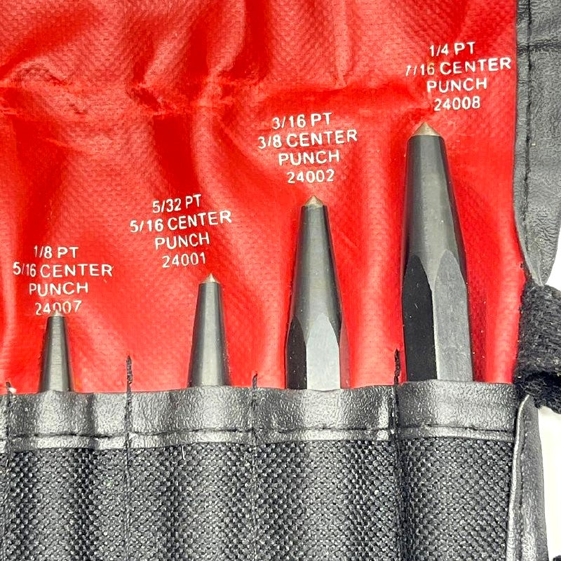 Mayhew Pro 60007 Center Punch Set 7pc with Red Roll Pouch