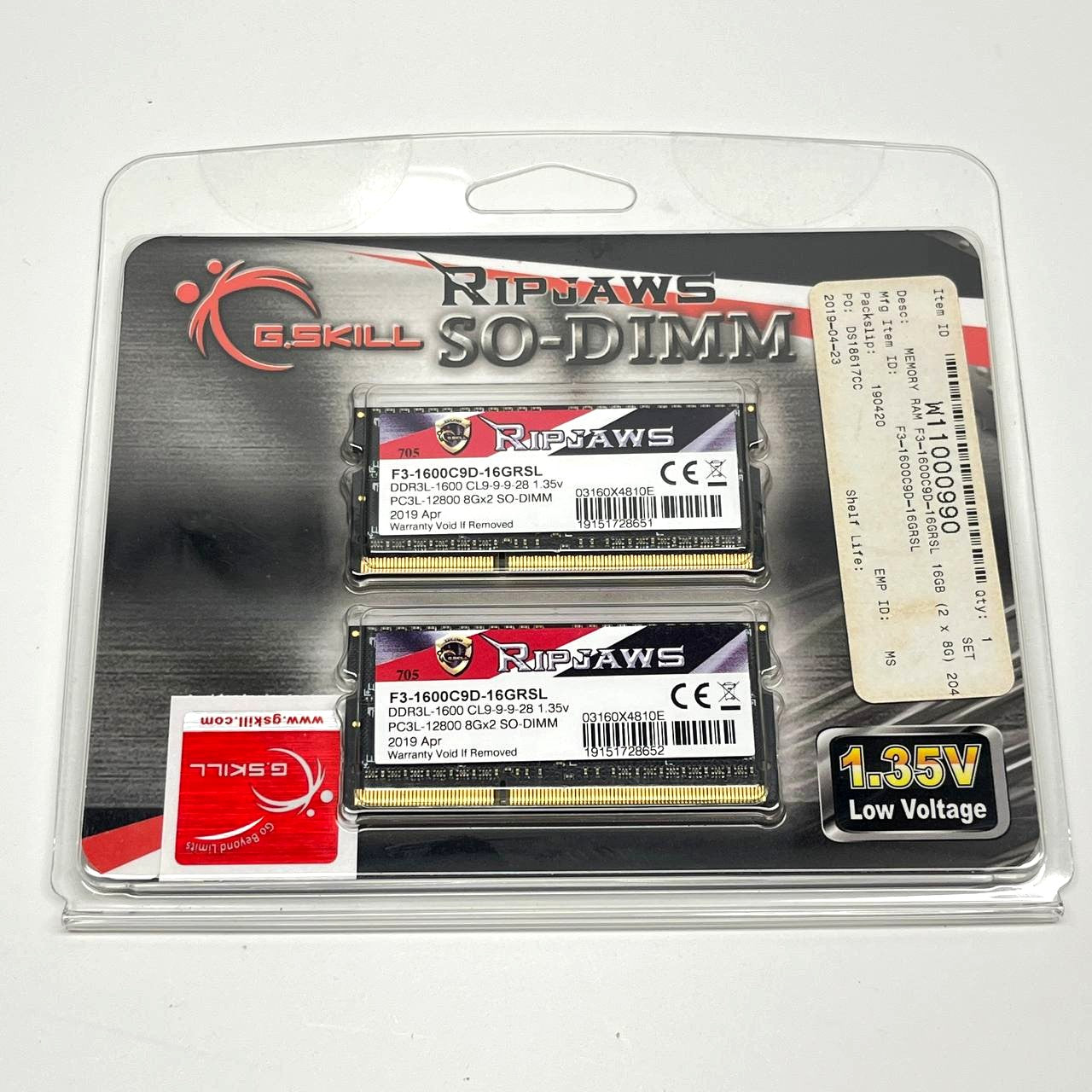 G.SKILL Ripjaws DDR3L SO-DIMM 16GB (2x8GB) 1600MHz CL9 F3-1600C9D-16GRSL