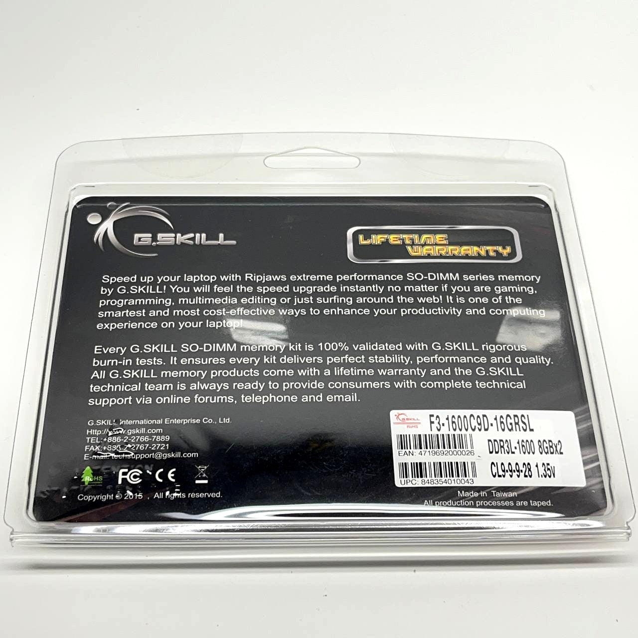 G.SKILL Ripjaws DDR3L SO-DIMM 16GB (2x8GB) 1600MHz CL9 F3-1600C9D-16GRSL