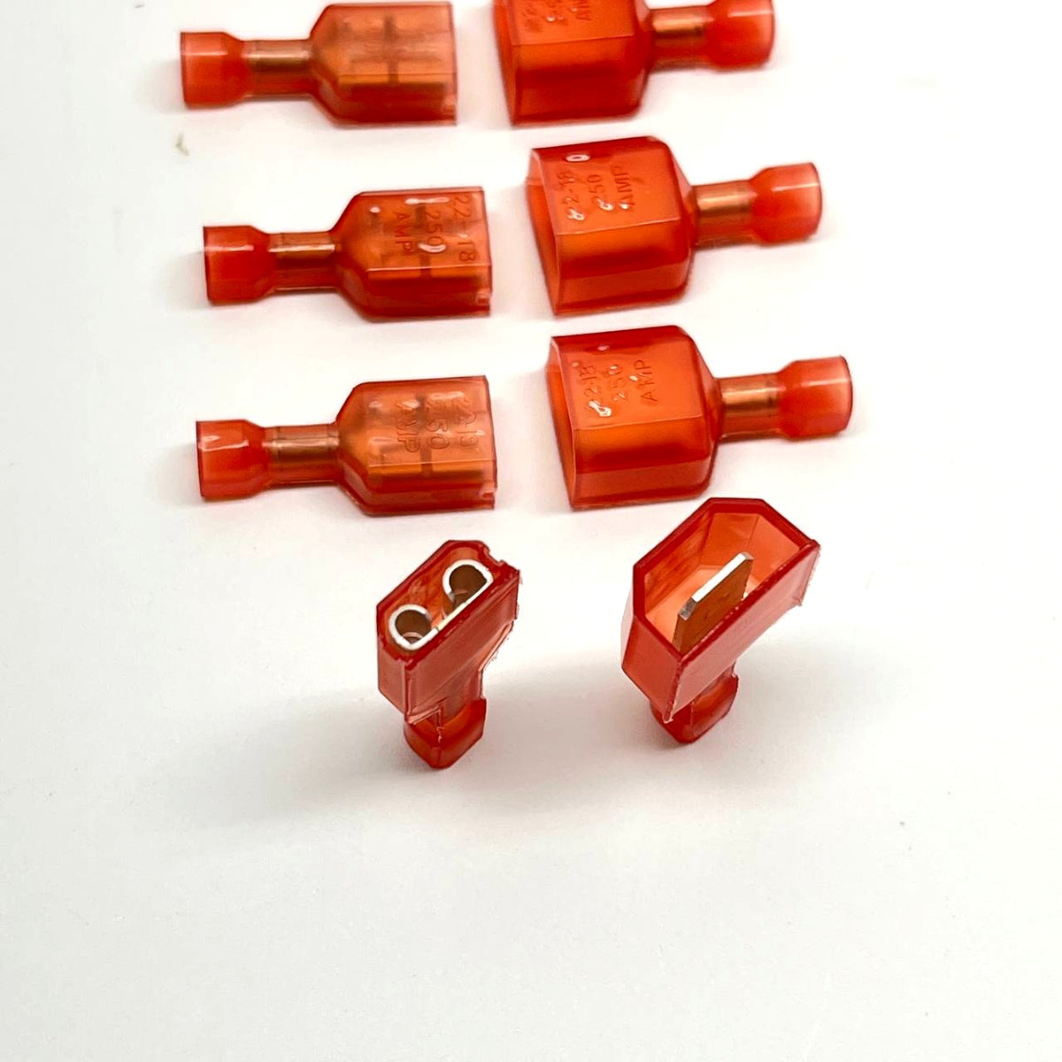 TE FASTON 0.250" Insulated Female Disconnect Red 22-18 AWG Qty50