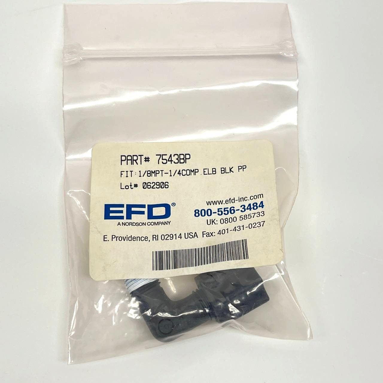 EFD 7543BP 1/8 MPT x 1/4 Compression Elbow Black PP