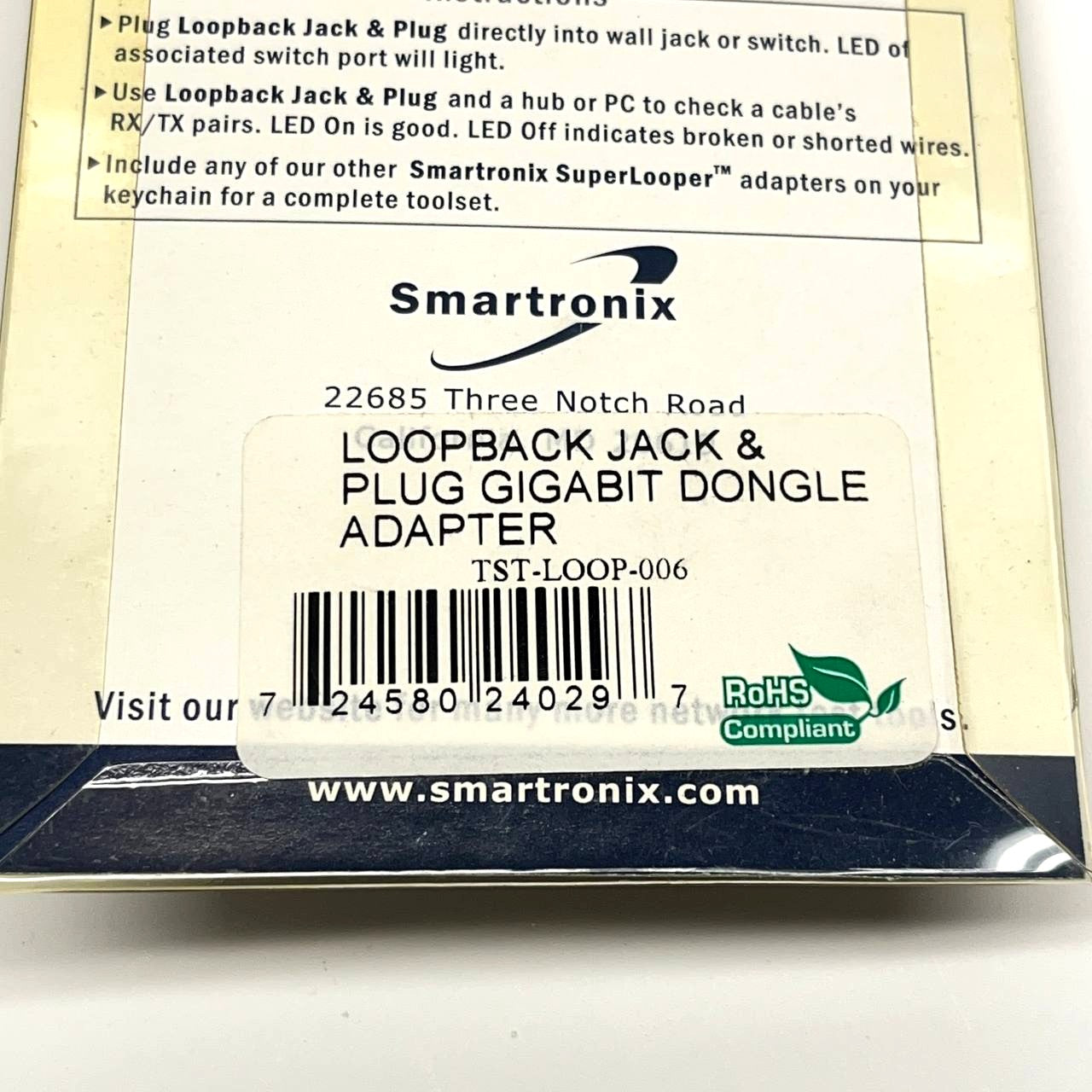 Smartronix SuperLooper TST-LOOP-006 Gigabit RJ45 Loopback Adapter