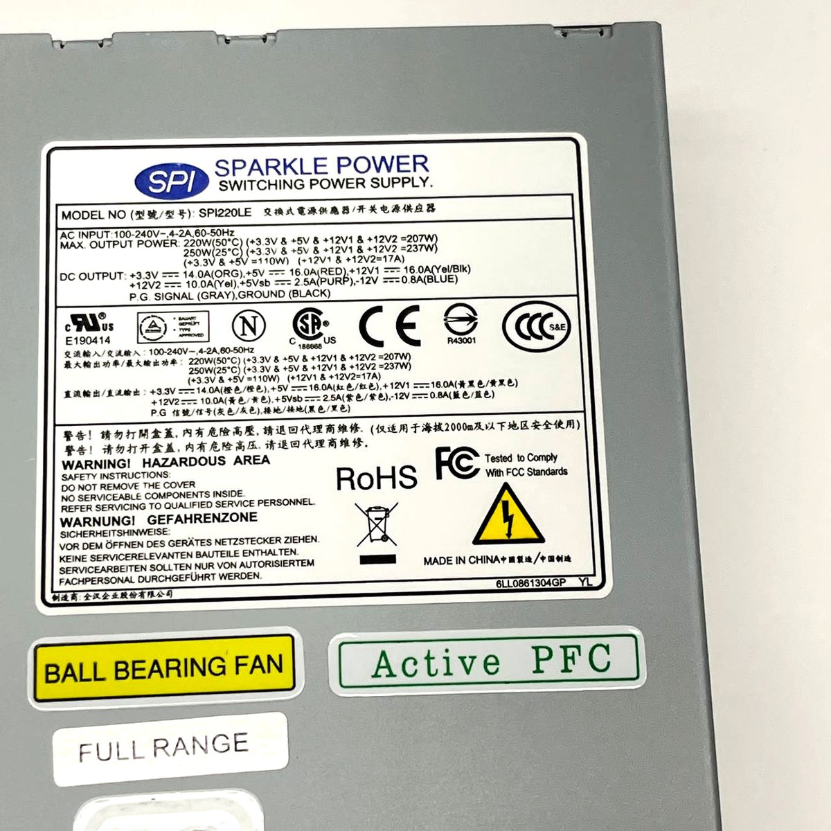 Sparkle Power SPI220LE 220W SFX Power Supply 80 Plus Active PFC