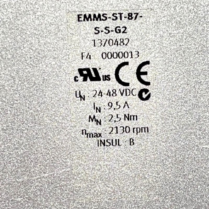 Festo EMMS-ST-87-S-S-G2 Servo Motor 24-48VDC 2.5Nm 2130rpm