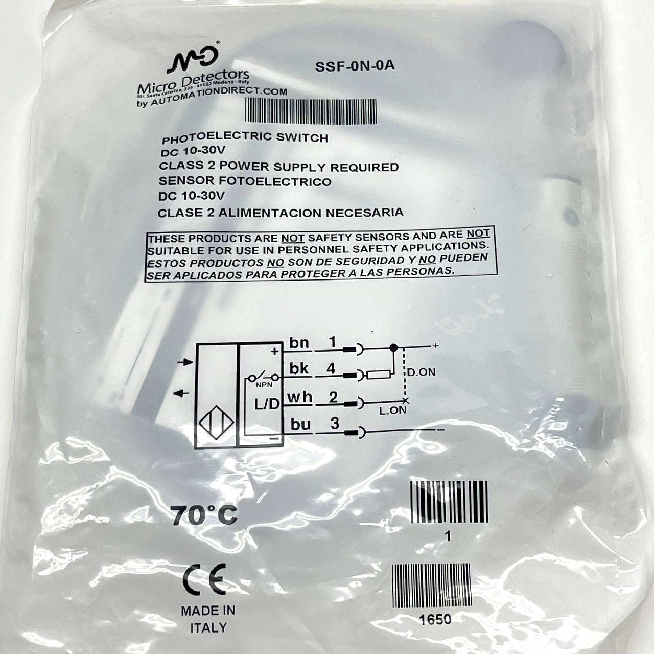 Micro Detectors SSF-0N-0A M18 Photoelectric Fiber Sensor 10-30V NPN