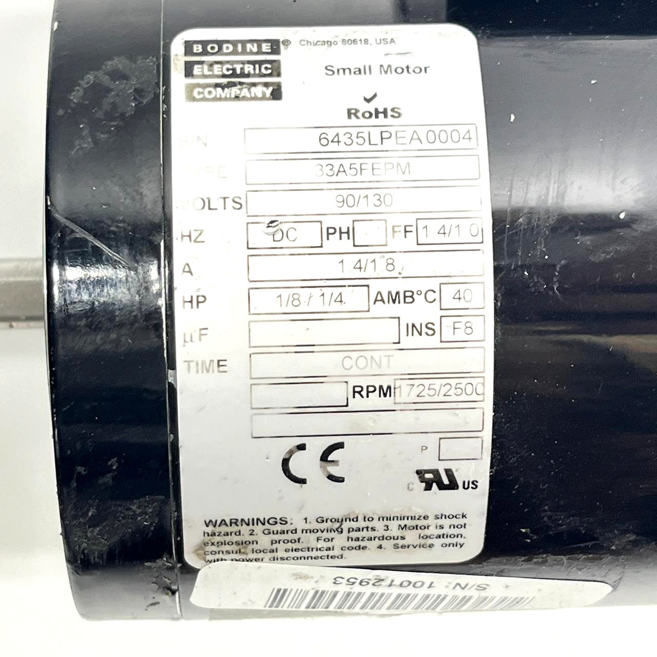 Bodine 33A5FEPM DC Small Motor 90/130V 1725/2500 RPM w/ Encoder
